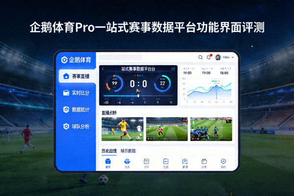 企鹅体育Pro一站式赛事数据平台主界面评测图，展示数据模块布局与功能分区