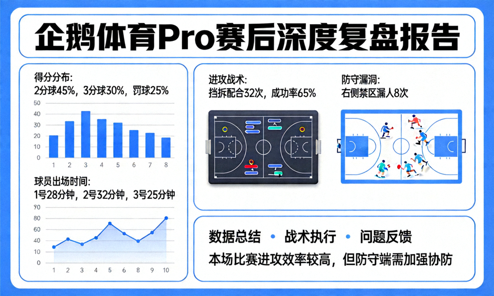 企鹅体育Pro赛后深度复盘报告样本，包含数据图表、战术图示与文字分析